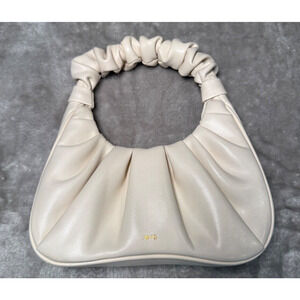 JW Pei Gabbi Ivory Vegan Leather Ruched Hobo Handbag